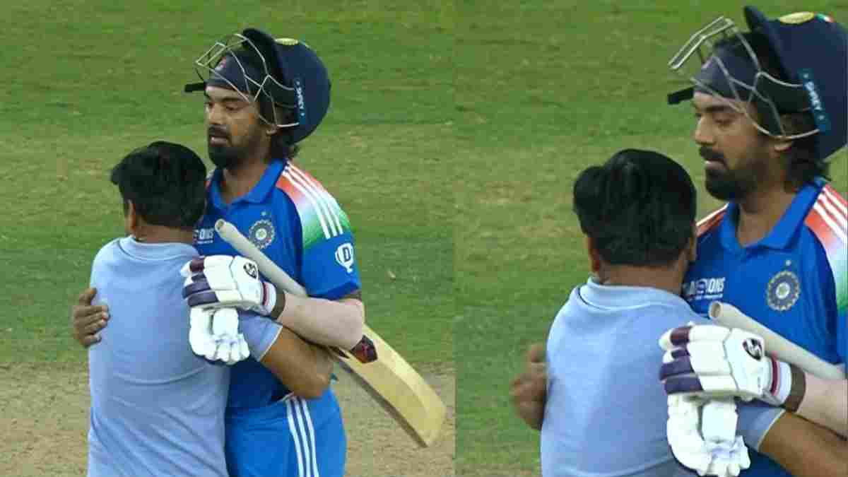 Fan hugs KL Rahul after India wins Champions Trophy semifinal against Australia