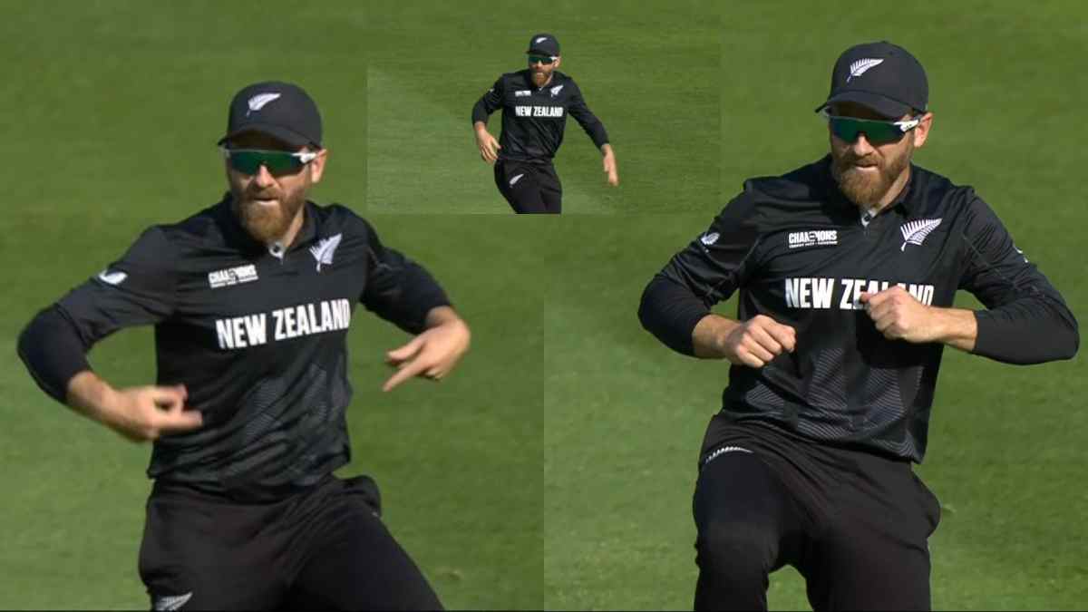 Kane Williamson while fielding against India