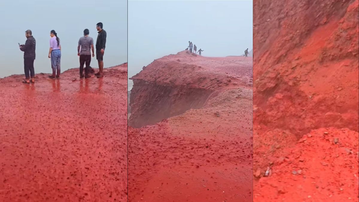 Iran's Shocking Natural Phenomenon: Beach Turns Red After Strange Rainstorm | WATCH
