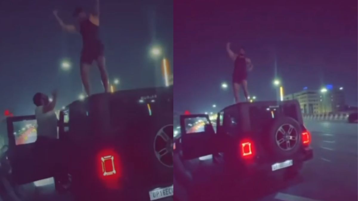 Noida Viral Video: Man Dances On Mahindra Thar Roof On Elevated Road, Traffic Police Slaps Hefty Fine