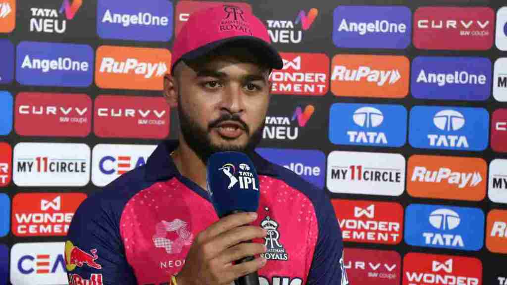 Riyan Parag in post-match presentation