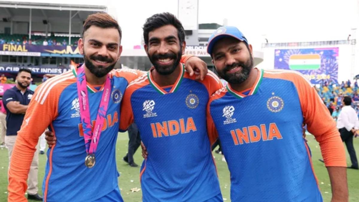 Virat Kohli, Jasprit Bumrah, and Rohit Sharma (Photo Credit - X-Platform)
