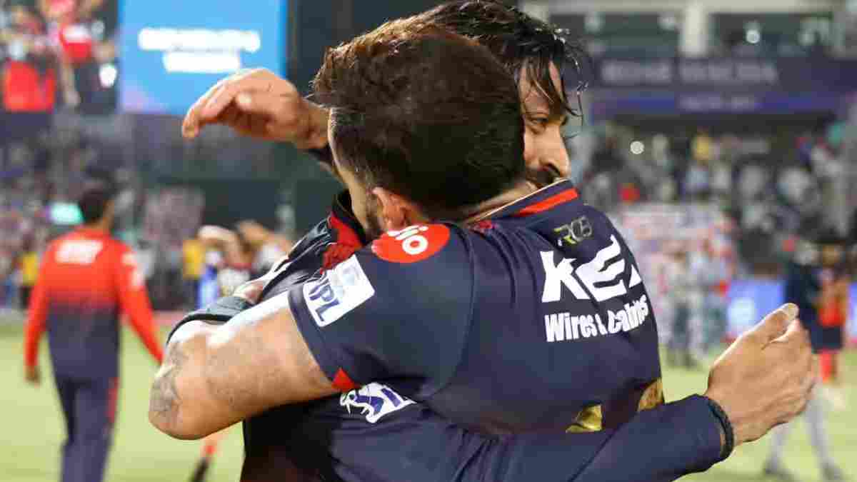 Virat Kohli and Krunal Pandya after RCB registered a dominating win against the Delhi Capitals