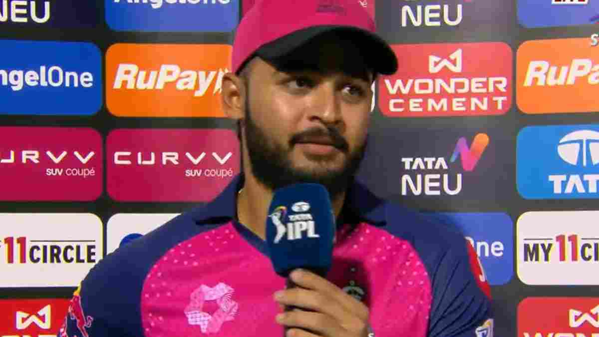 Riyan Parag in post-match presentation