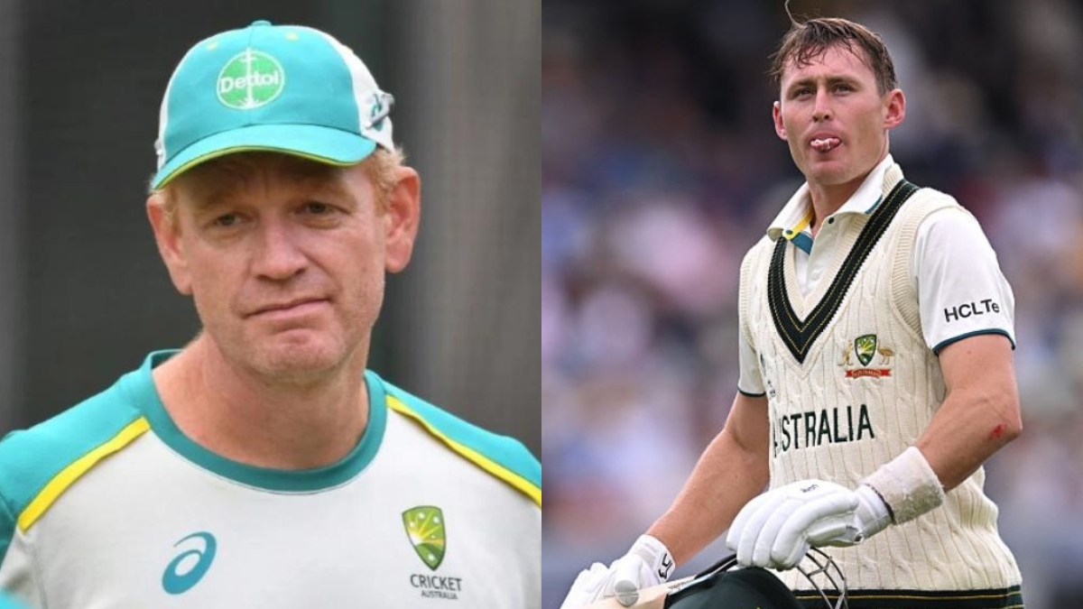 Australia head coach Andrew McDonald and Marnus Labuschagne
