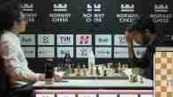 D Gukesh against Fabiano Caruana at Norway Chess 2025