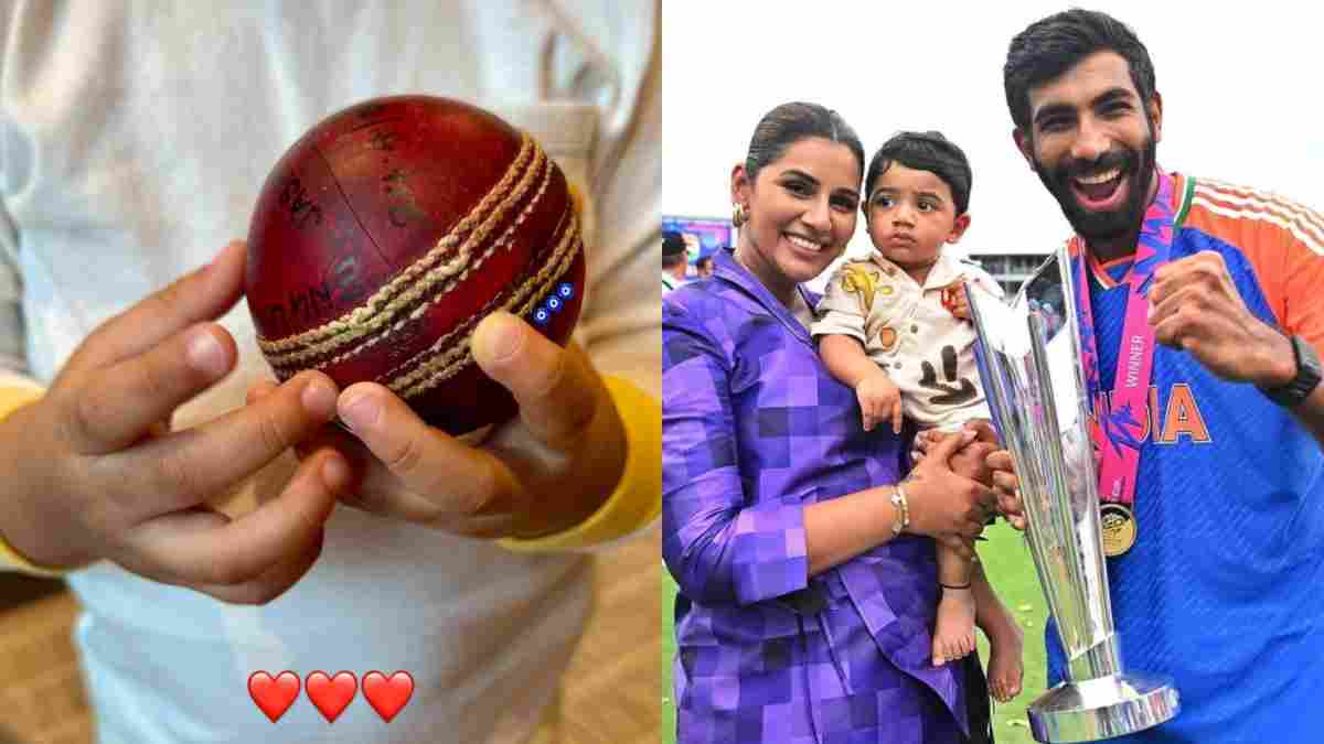 Jasprit Bumrah with his wife Sanjana and son Angad