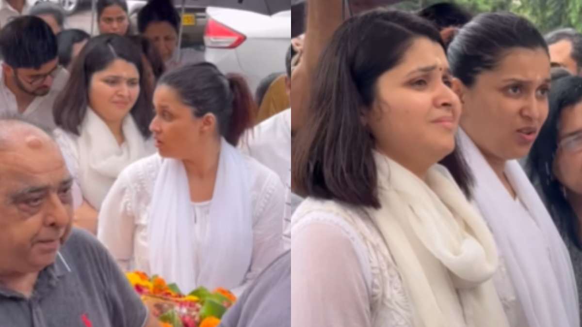 Mannara Chopra, Sister Mitali Inconsolable At Father’s Funeral | Last Rites Video Surfaces