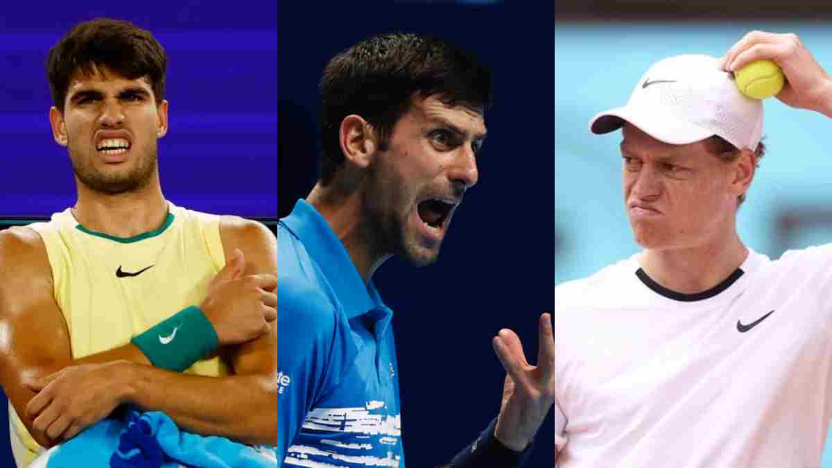Carlos Alcaraz, Novak Djokovic and Jannik Sinner