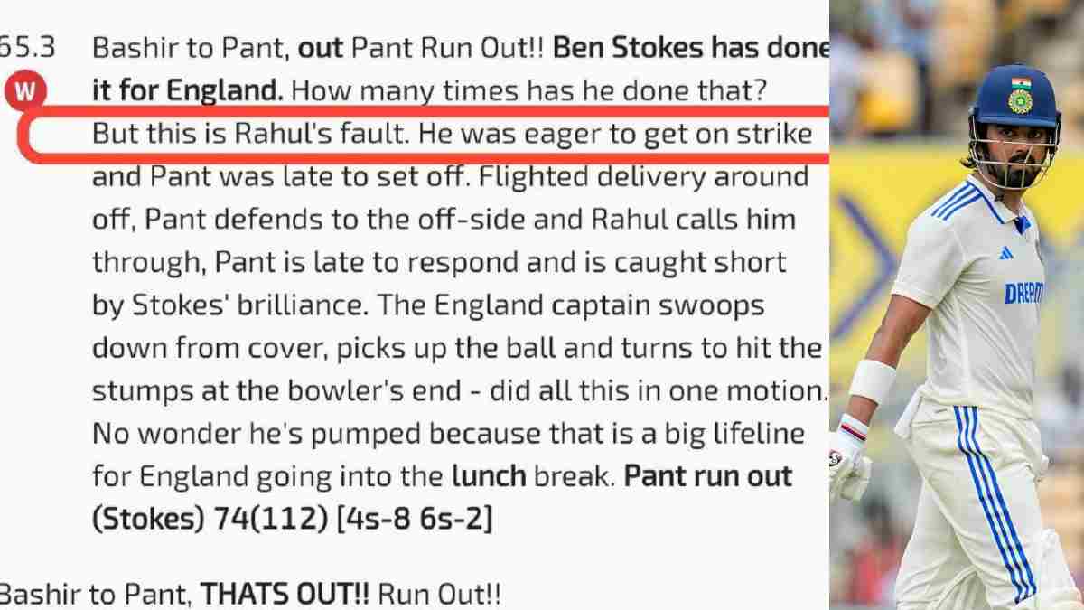 Cricbuzz blames Rahul for Pant's Dismissal