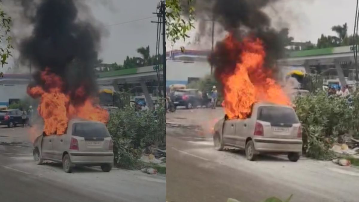 Viral Video: CNG Vehicle Bursts Into Flames Near Fuel Pump In Rajkot, No Casualties Reported