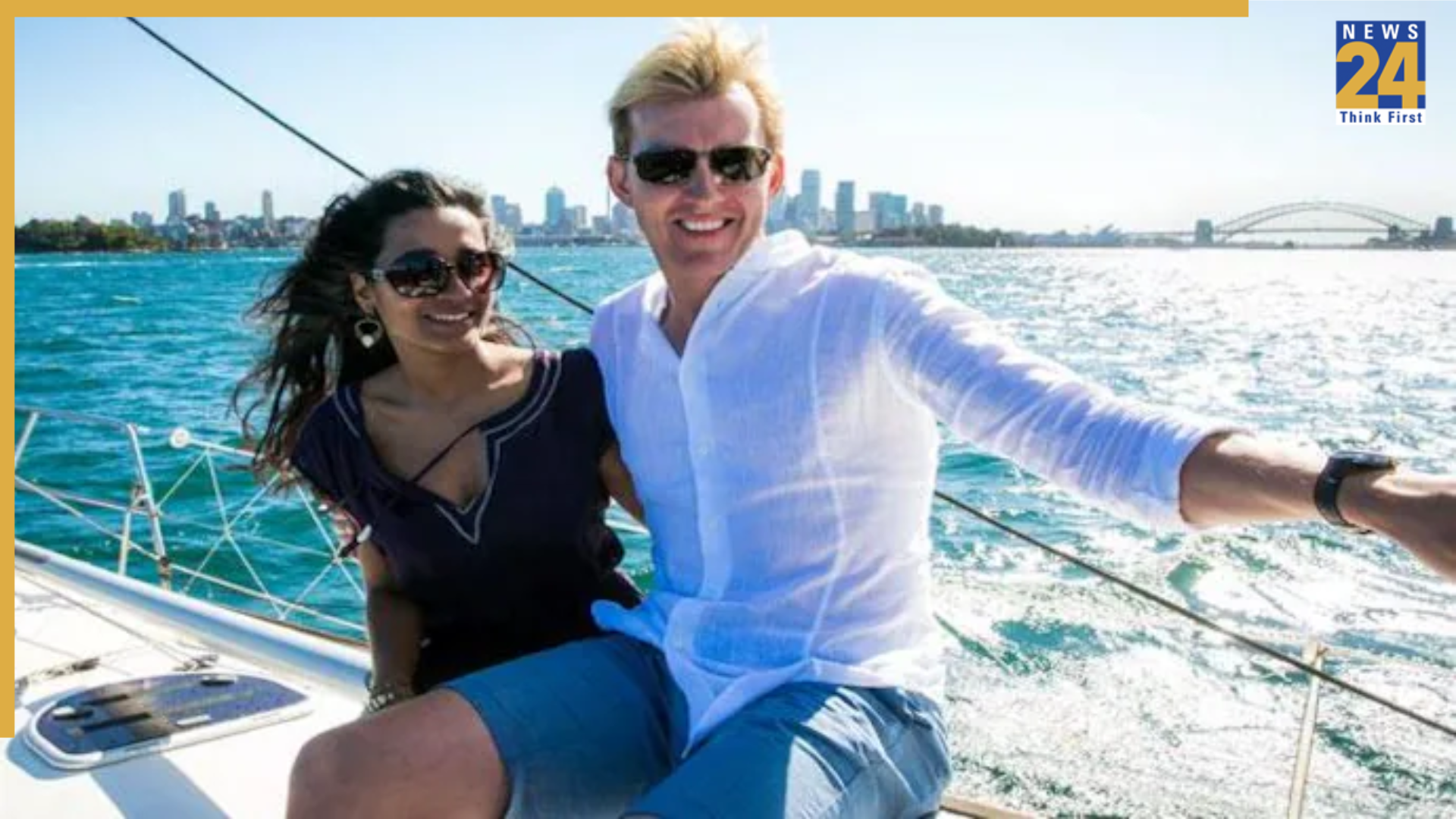 Tannishtha Chatterjee with Brett Lee