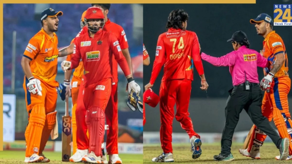 Nitish Rana and Digvesh Rathi were involved in heated confrontation Nitish Rana and Digvesh Rathi were involved in heated confrontation