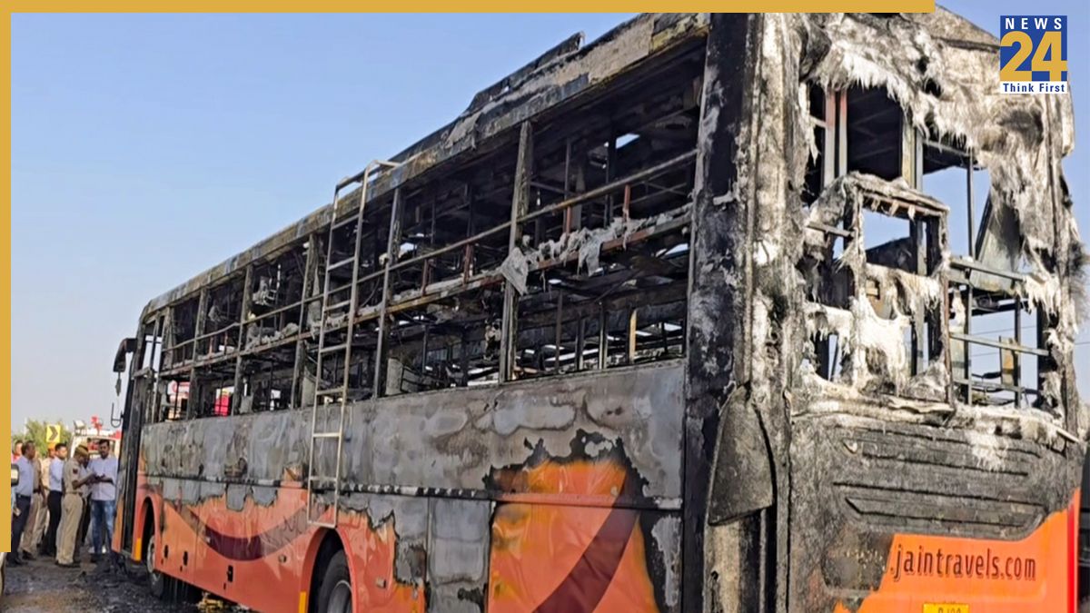 Jaisalmer-bus-accident Jaisalmer bus fire: Helpline numbers issued after 20 passengers killed, CM visits injured at Jodhpur hospital