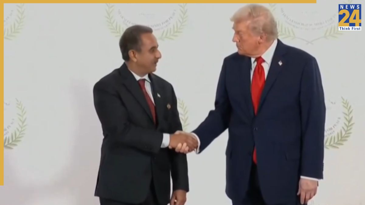 _Kirti Vardhan Singh and Donald Trump (1) MoS Kirti Vardhan Singh represents India at Sharm El-Sheikh Peace Summit, meets President Donald Trump