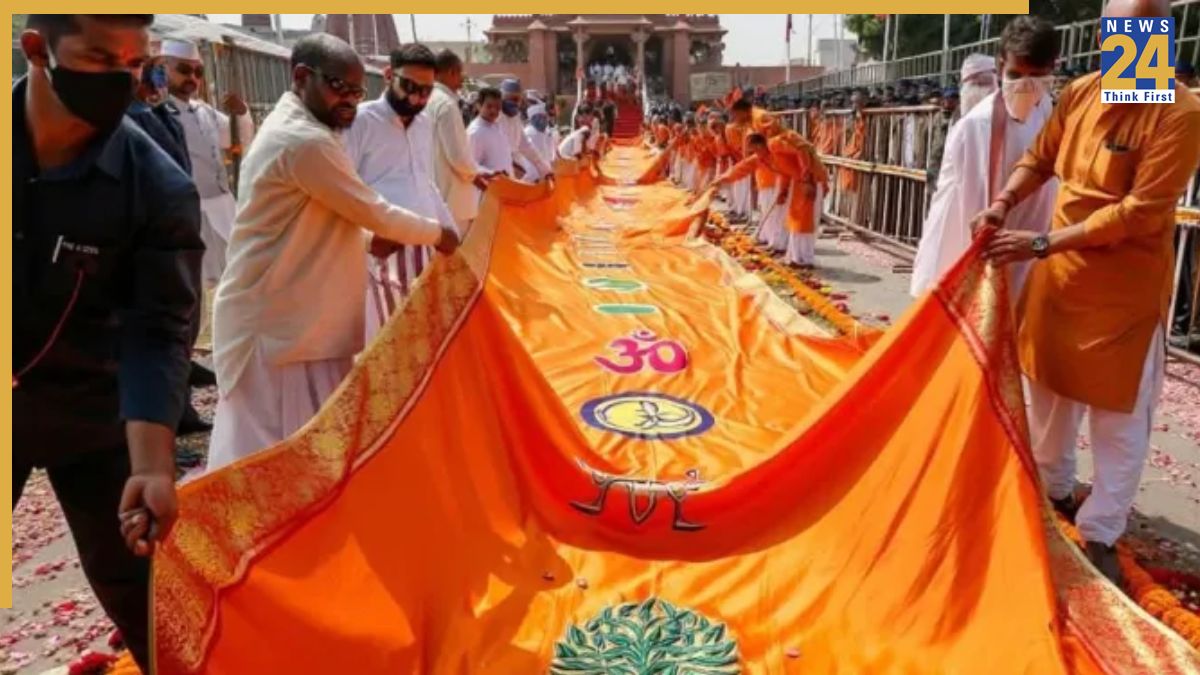 Ram Mandir Dhwajarohan 2025 Ram Mandir Dhwajarohan 2025: What is the exact size of sacred flag hoisted today in Ayodhya?