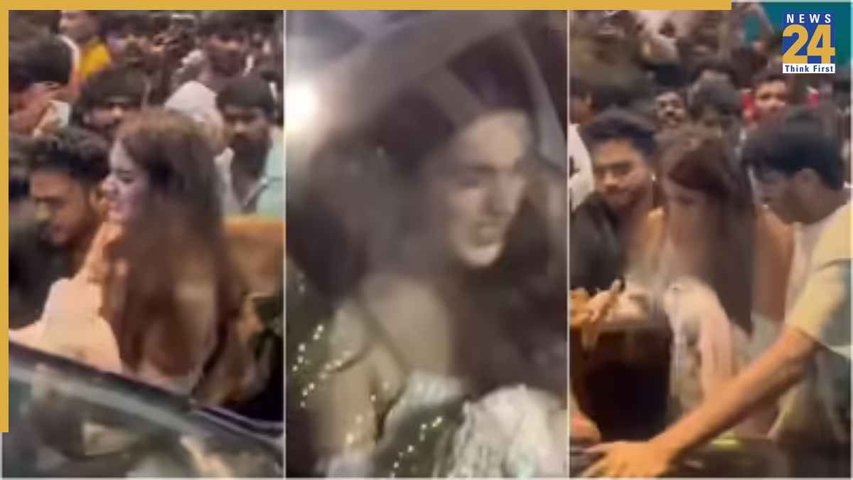 Actress Nidhhi Agerwal mobbed at The Raja Saab song event in Hyderabad: Watch viral Actress Nidhhi Agerwal mobbed at The Raja Saab song event in Hyderabad: Watch viral