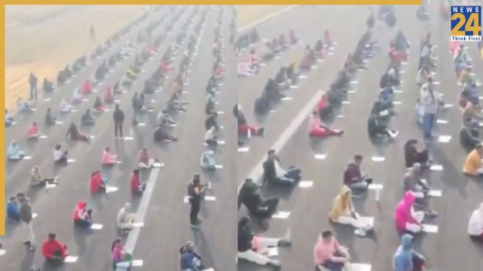Runway turns into exam hall, 8,000 aspirants take home guard exam for just 187 posts | Watch video