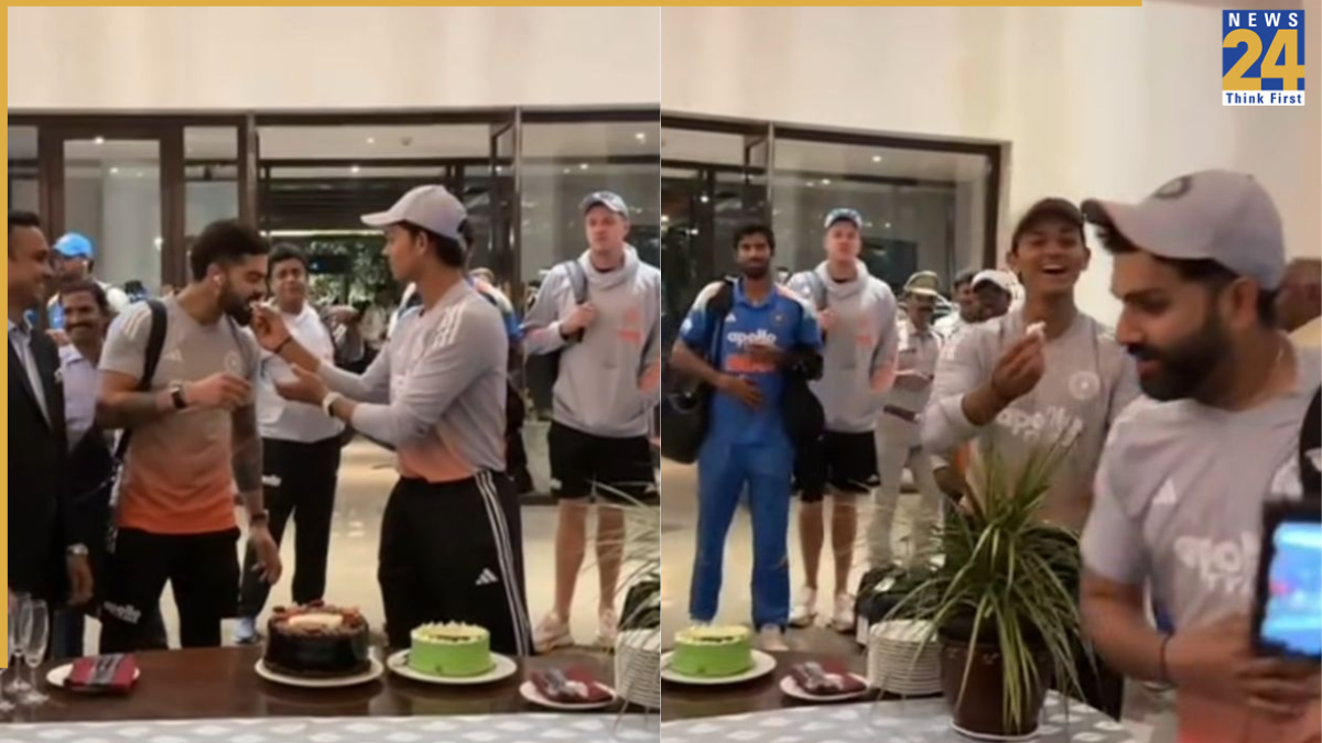 Rohit Sharma refuses to eat cake during team celebration Rohit Sharma refuses to eat cake during team celebration